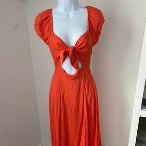 Free People Getaway Orange Midi Dress